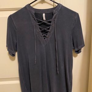 Navy Blue Velvet Top